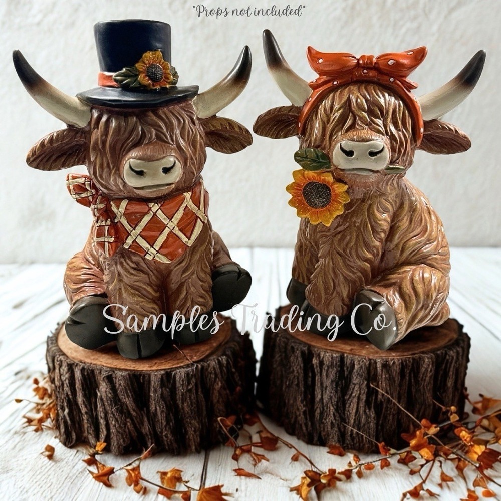 NEW 2026 Hobby Lobby Fall Highland Cow Set Bandanna Boy & Flower Girl 14" LARGE